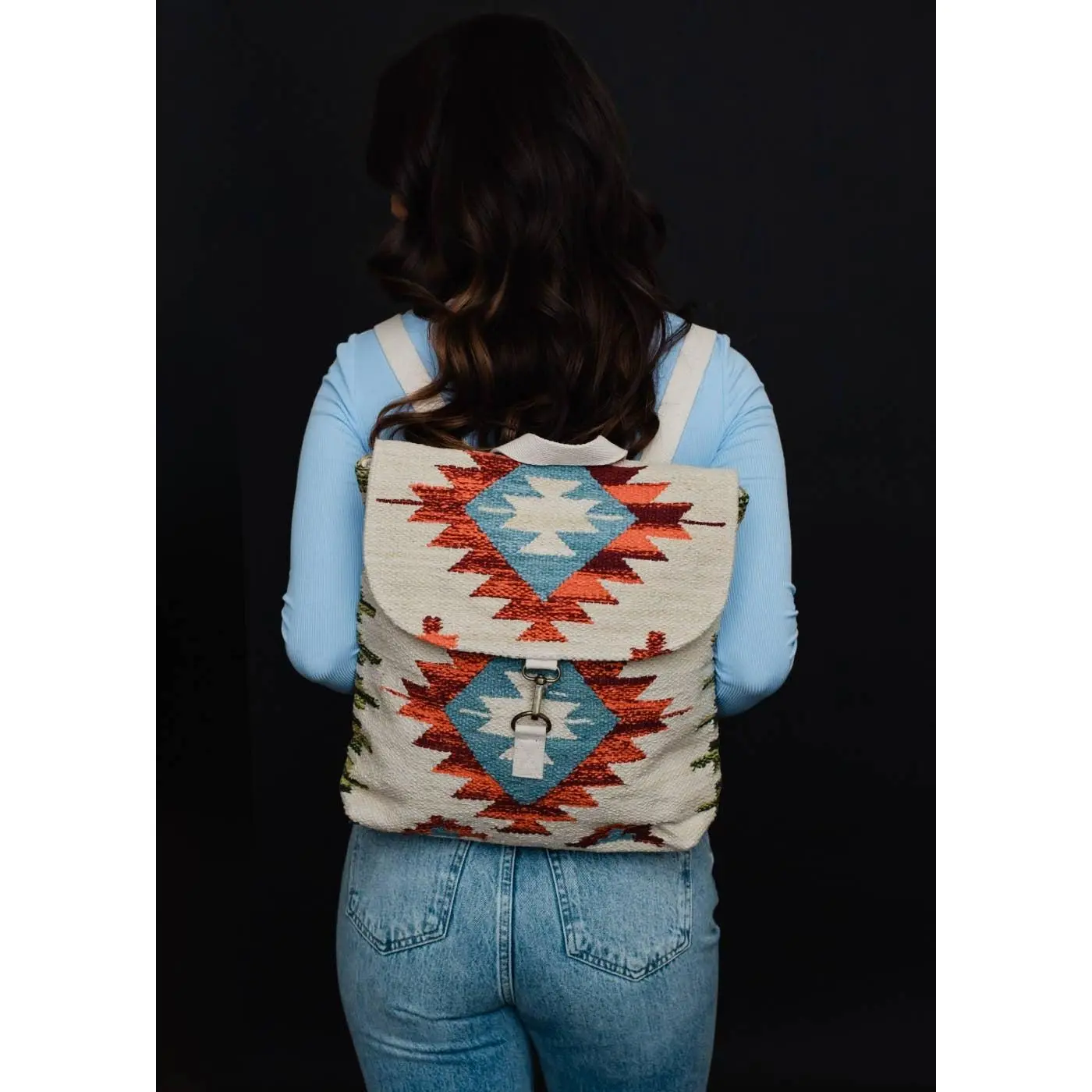 Panache Apparel Co. - Tan, Orange & Red Aztec Backpack