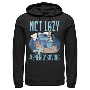 Men's Lilo & Stitch Not Lazy, Saving Energy Pull Over Hoodie