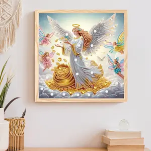 Angel Pattern DIY Diamond Arts Colorful Painting Kit, 5D Diamond Decor Painting by Numbers Kit, DIY Wall Art Decor