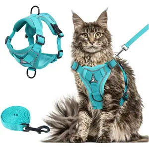 Cat Dog Universal Harness and Leash Set, Reflective Straps, Adjustable Soft Mesh, Breathable Holes, Ideal for Daily Walks or Training
