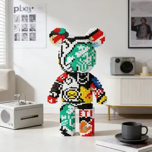 Beautiful Time Graffiti Bear 3D Puzzle Building Block Ornament, Home Office Bookshelf Decor, Party Decoration, Ideal Gift