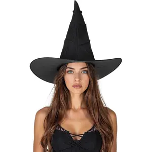 Cinematic Wicked Witch Hat for Women Black Witches Hat Costume for Halloween Cosplay Stylish Black Witch Hat - Upgrade Your Halloween Look