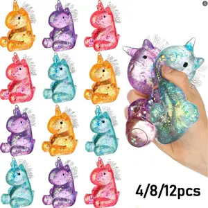 12 PCS Unicorn Maltose Fidget Toy Random Color, Sensory Stress Relief Soft Ball for Adults & Kids, Party Favor Prank Squeeze Toy, Anti-Anxiety Hand Pressure Reliever, Squishies, Cute, Children's Day Gift