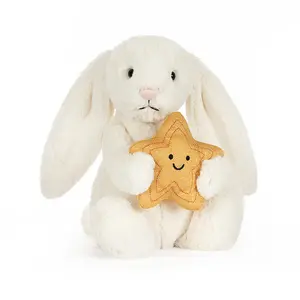 Jellycat Bunny with Star – Cream Plush Rabbit, Soft Cuddly Toy, Cute Desk Decor, Gift for Plush Lovers