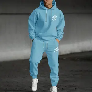 Men’s two-piece set featuring a printed hoodie and drawstring-waist sweatpants