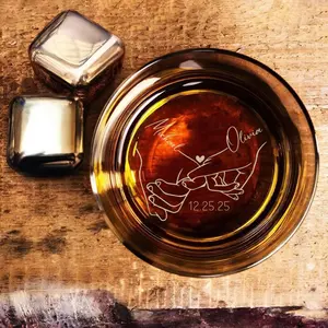 Personalized Pinky Promise Glass Cup, Valentine’s Day Gift High quality laser engraved whiskey glasses, Personalize your handwriting Gifts for couples, Home Decor & Gifts, Funny gift for men and women, Drinkware, Halloween