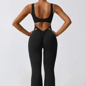 Backless Flare Jumpsuit Scrunch Design
