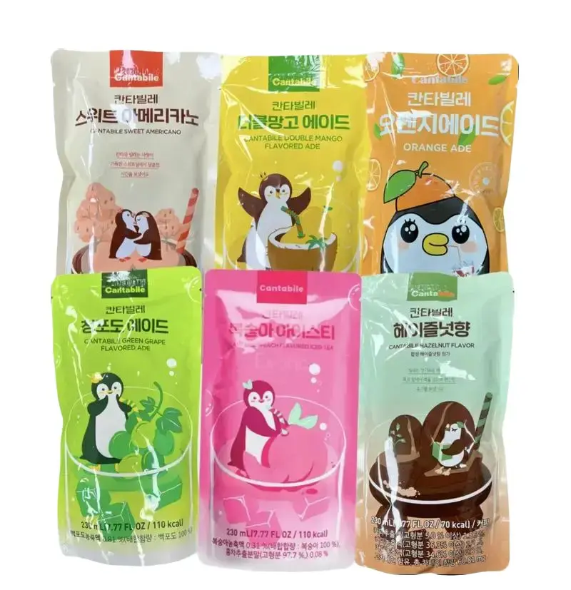 Cantabile Fruit Smoothie Drink Pouches - Authentic South Korean Juicy Flavor Beverages, 230 mL, Refreshing Convenient Ice Pouch Drink