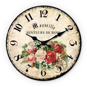 Wooden Pattern Wall Clock, Silent Running Timepiece, Perfect for Living Room, Bedroom, Kitchen, Hallway, Outdoor, Office Decor Gift