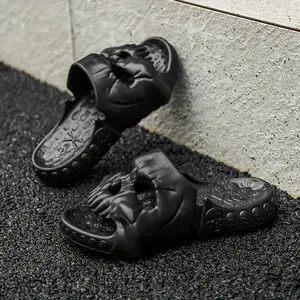Men's Skull Slides, Casual Non Slip , Open Toe Shoes For Indoor Outdoor Beach Shower, Spring And Summer