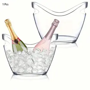 1.06gal Plastic Ice Bucket, Champagne Drink Cooler with Handle, Durable and Portable, Bar Decor, Party Decor, Home Entertainment Essential