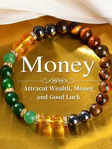 1pc Natural Stone Wealth-Attracting Bracelet - Authentic Gemstone wealth-attracting wrist accessory, bringing wealth and good fortune. An elegant Charming bohemian-style everyday accessory, a perfect gift for all seasons, Universal Appeal, Elegant Bangle