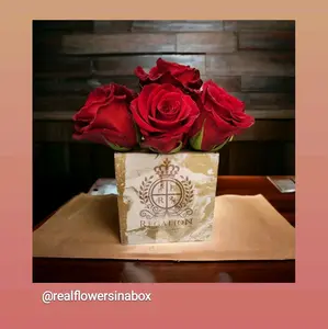 Regalion Flower Gift Box, Marble design, Real Roses in water