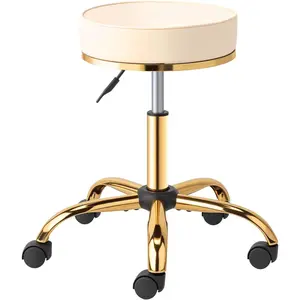 Bonnlo Round Rolling Stool with Wheels - Height Adjustable Swivel Stool - for Salon Massage Home Kitchen Clinic, Weight Capacity 400lbs