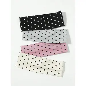 4 Pack Women Polka Dot Nylon Headbands Minimalist Sports Hair Bands One Size for Thick Hair Cute Gift for Teen Girls