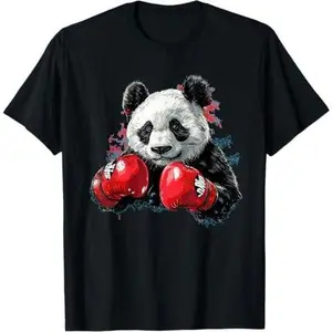 Sport boxing panda costume with boxing gloves T-Shirt