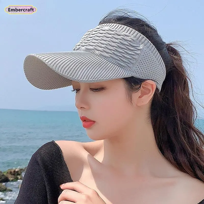 Unisex Sun Visor Hat, Solid Color Open-Top Design, Adjustable with UPF UV Protection for Beach, Tennis & Outdoor Sports, Outdoor Hat, Active Lifestyle Sports & Outdoor Hats