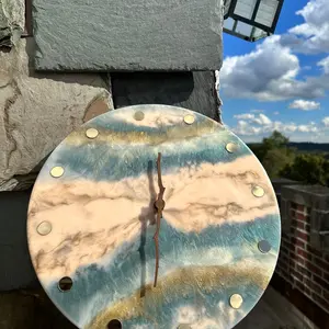 Epoxy Resin Wall Clock Round Digital Modern Silent