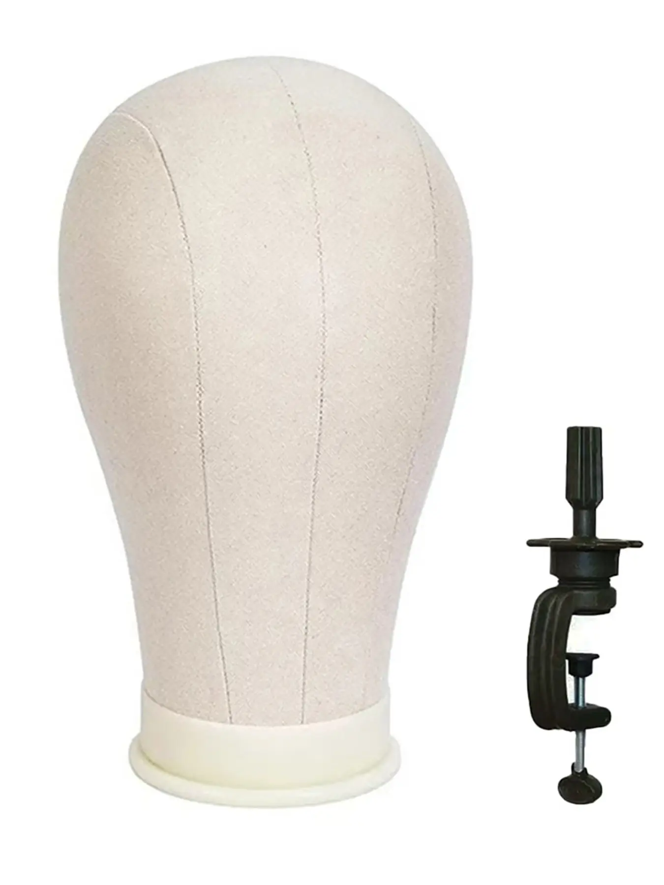 22-Inch Canvas Wig Stand Featuring a Mannequin Head, Designed for Wig Creation, Styling, And Displaying Hairpieces And Hats.