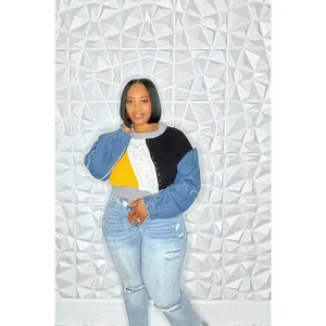 Oversized Mustard Sweater w/ Denim Sleeves