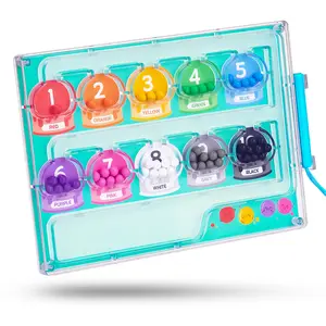 Magnetic Color & Number Maze – Montessori Wooden & ABS Toddler Puzzle Board with Secured Panel, Fine Motor Skills & Color Matching Educational Toy for Kids Ages 3+