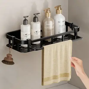 Single/layered No-Drill Bathroom Plastic Shelf, Wall-Mounted Storage Rack for Shower Room, Toilet, Bathroom Organization, Bathroom Organizing Accessories, Bathroom Organizer Supplies