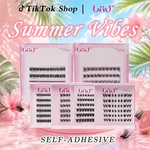 【Hot Style】UiiUKK No Glue Lash Kit Jelly-Coated Base Self Adhesive Individual Eyelashes Easy Makeup Application with Tweezers  for Salon-Like Results - Cosmetic