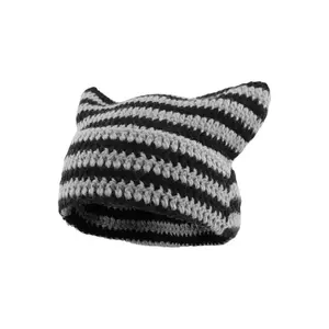 【Thanksgiving Gifts】Beanie for Women Men Crochet Hat Knitted Hat Cute Hat with Ears Beanie Y2k Winter Hat Slouchy Beanie Knitted Hat Autumn and Winter Keep Warm