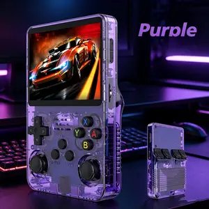 R36S Retro Video Game Handheld Linux Gaming Console - 3.5-inch IPS Screen, 3000mAh Battery, 64G Preloaded Games, Purple Compact Stylish Edition - Ideal for Christmas Boy Gifts, Portable