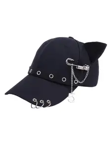 Cat Ears Punk Style Rivet Baseball Cap, Sweet Cool Pin, Unique Fashion Design, Versatile and Trendy, All Seasons Wear