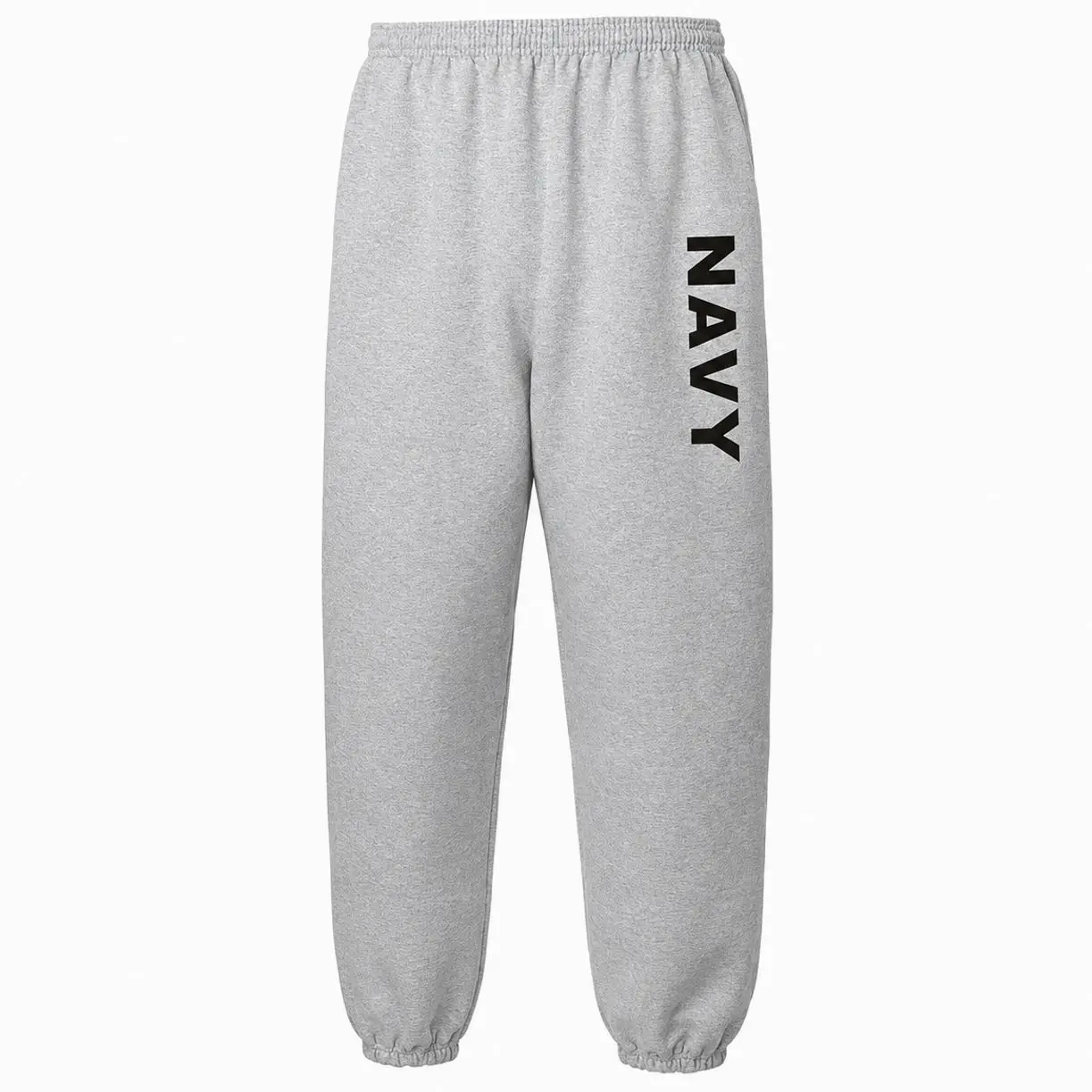 Navy Sweatpants - Military Theme Elastic Bottom Sweatpants in Sport Gray H