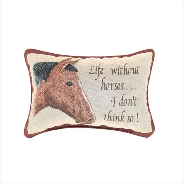 Manual Woodworkers and Weavers Horse Face Tapestry Pillow, Jacquard Woven Fashionable Design, Cotton & Recycled Fibers, 8.5x12.5in Indoor Home Decor Pillow
