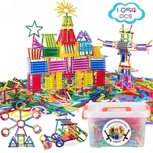 Building Toy 1054Pcs Building Blocks Bars 3D Puzzle Interlocking Creative Connecting Kit for Boys and Girls STEM Toy toys