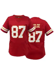 Women's 87 Stitched Football Jersey, V-Neck Breathable Short Sleeve T-Shirt, Chiefs Rugby Jersey, Sporty Loose Fit for Outdoor Sports & Casual Wear, Sports Tops