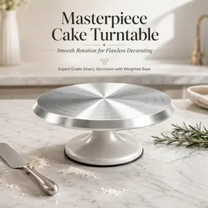 Aluminum Cake Turntable | Smooth & Quiet Rotating Decorating Stand with Weighted Non-Slip Base, Professional Baking Tool for Birthday Cake Icing & Decoration, Ideal for Home & Commercial Use