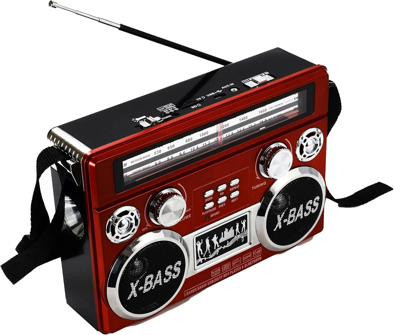 Supersonic SC-1097BT Retro AM/FM/SW 3-Band Portable Radio