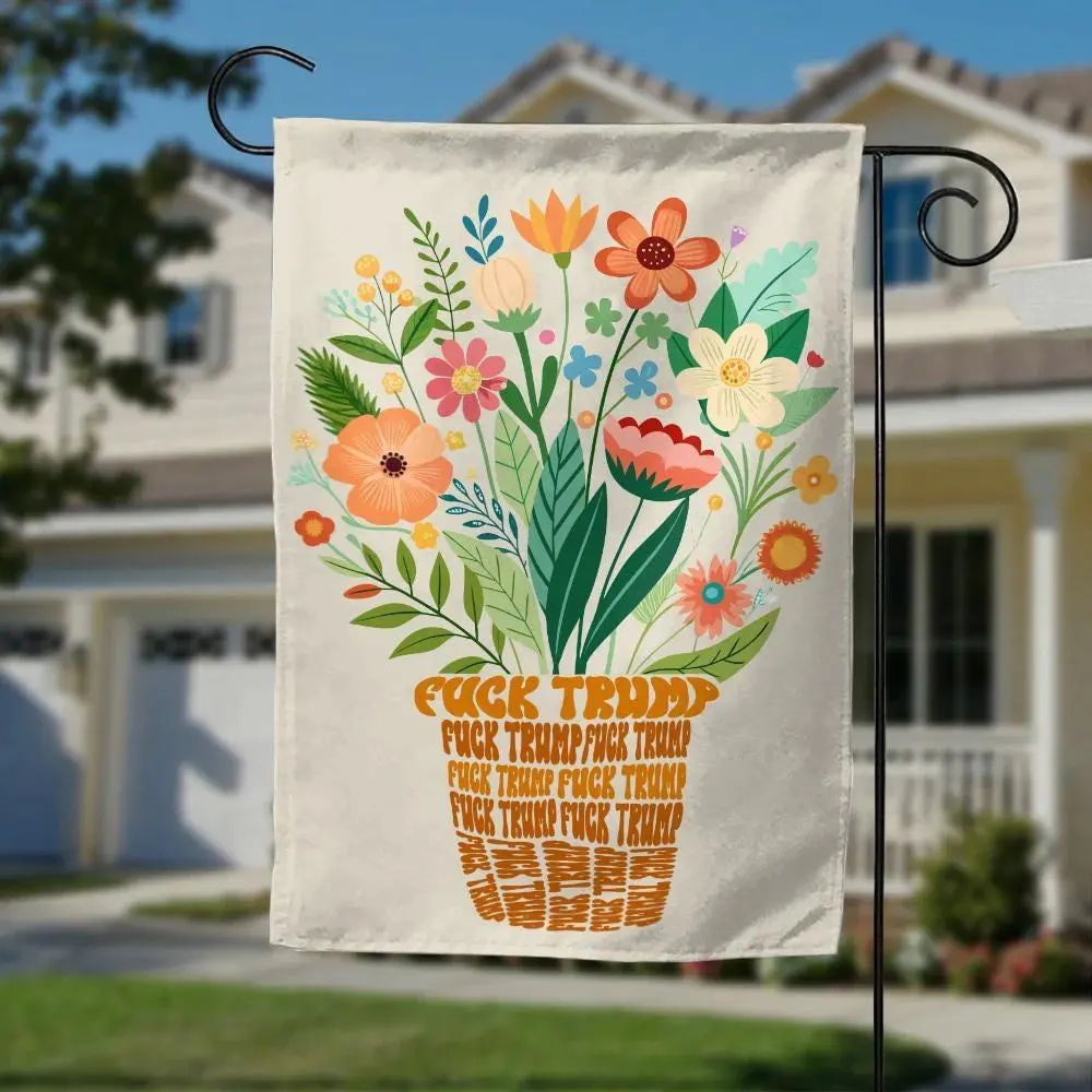 Floral Anti-trump Garden Flag Subtle Hidden Fck Trump Message Spring Floral Boho Anti Resist Flag Progressive Feminist Gift Idea Ngpw18
