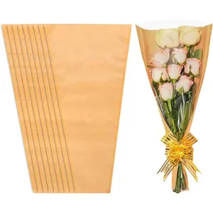 Flower Bags for Bouquets, 40PCS Kraft Wrapping Bags, 17.7in Floral Wrapping Paper Sleeves for Floral bouquets Packaging