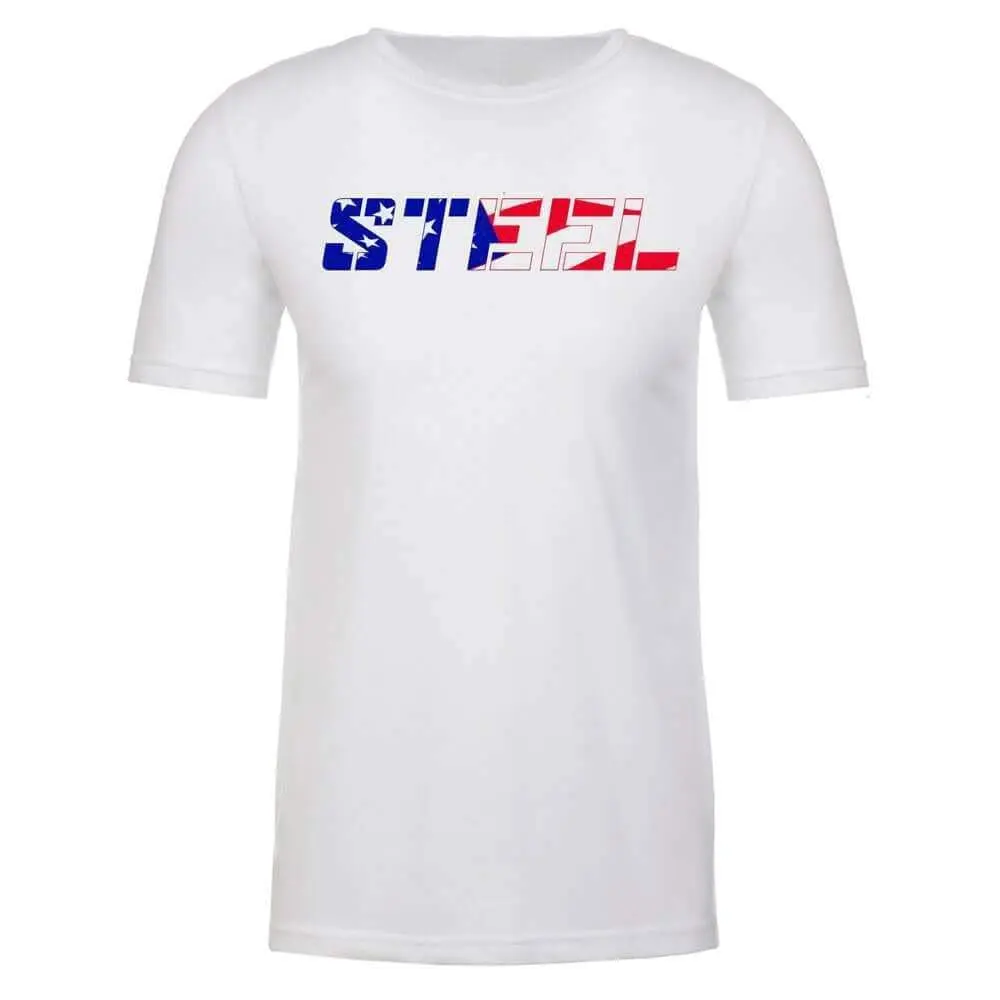 STEEL USA Flag White Performance T-Shirt