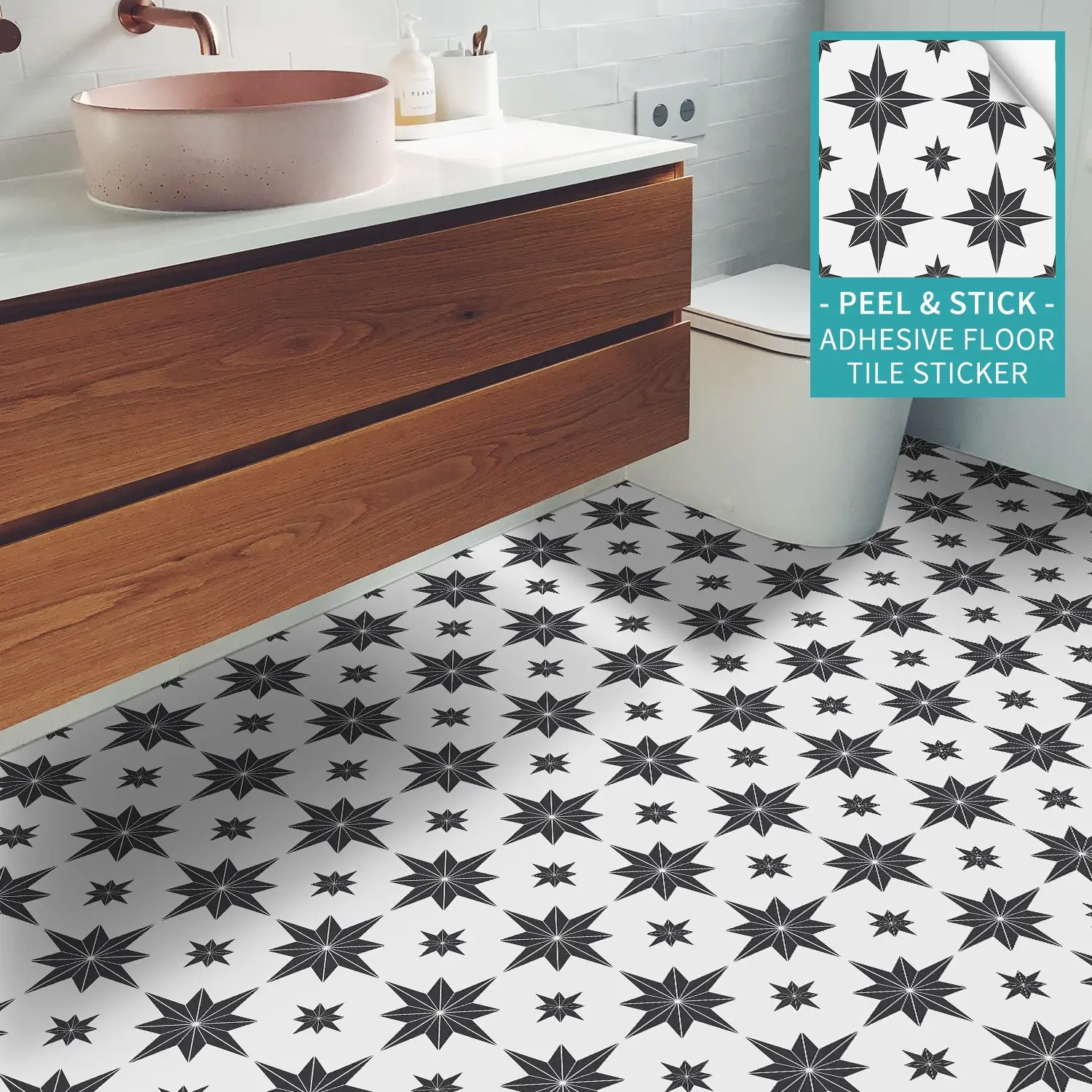 8pcs Boho Floral Vinyl Wall Stickers, Self-Adhesive Flower Tile Decals for Kitchen Bathroom Living Room, Waterproof and Oil-Proof, Glossy Finish 11.81x11.81in, Floral Pattern Sticker, Floor Sticker, Sticker Tiles