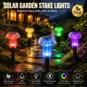 【Cozy-Pavilion】4-Pack Solar Garden Stake Lights - Waterproof, Colorful Solar Outdoor Lights for Courtyards, Outdoor Decor, Home Improvement Lighting