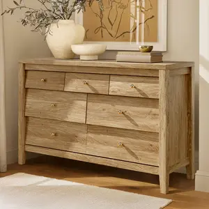 Informa Farmhouse Bedroom Chest of Drawers - Asymmetrical Angled Drawers, Anti-Tip Design, Silent Glides, Easy-to-Clean Surface, High-Density Timber