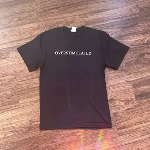 (BLACK) GOY OverStimulated T Shirt Casual Fitted Short Sleeve Crew Neck Tee for Men and Women