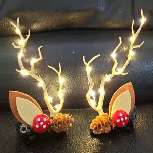 Luminous Antler Hair Clip Cristmas LED Light Women Girl Glowing Elk Ear Horn Headwear Hair Accessories Christmas New Year Decor Does not apply