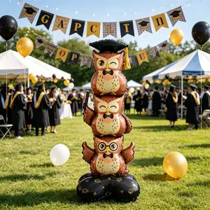 Large Owl Stacking Balloon Column for Graduation Season, Perfect for Graduation Ceremonies, Outdoor Parties, Classroom Decorations