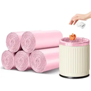 5 Rolls Small Trash Garbage Bags, 2.6 Gallon Strengthen Trash Bags, Durable Plastic Bags for Kitchen Office Home Bedroom Garden  Bin, Fit 10 Liter Trash-Can-Liners, 100 Count (Pink)