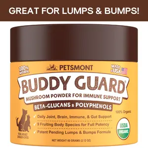 Petsmont Buddy Guard for Lumps and Bumps, Lipoma for Dogs & Cats with Organic 8 Mushroom Powder Blend Natural Dog Probiotic & Immune Support