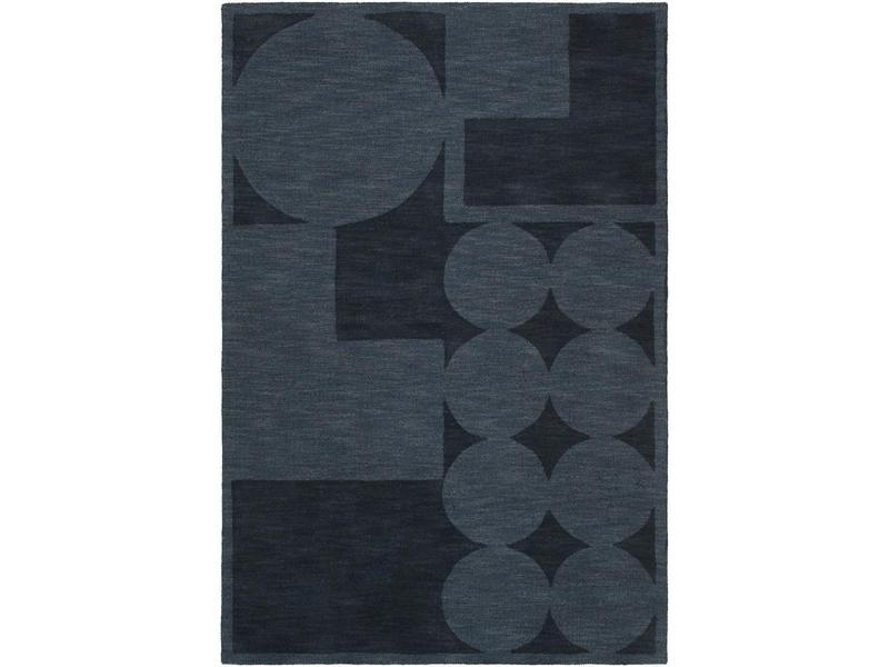 Livabliss 100% Handmade Hand-Loomed Soft Wool Navy Mystique Statement Area Rug M5479-23, 2x3 ft (24" W x 36" L) Color Block Geometric Print Indoor Rectangle Home Decor Rugs, Modern Abstract Art Style Carpet