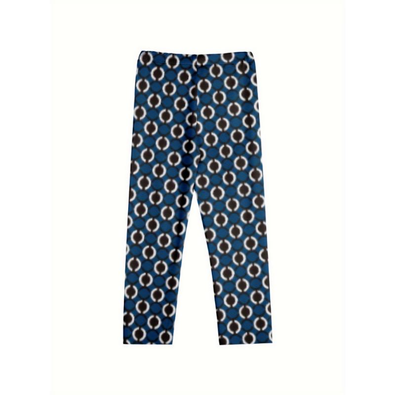 Men's Retro Geometric Polka Dot Print Casual Pants - Street Style Slacks with Dark Blue & Black Pattern, Comfortable Polyester Fabric, Machine Washable, All-Season Wear Menswear Stretch