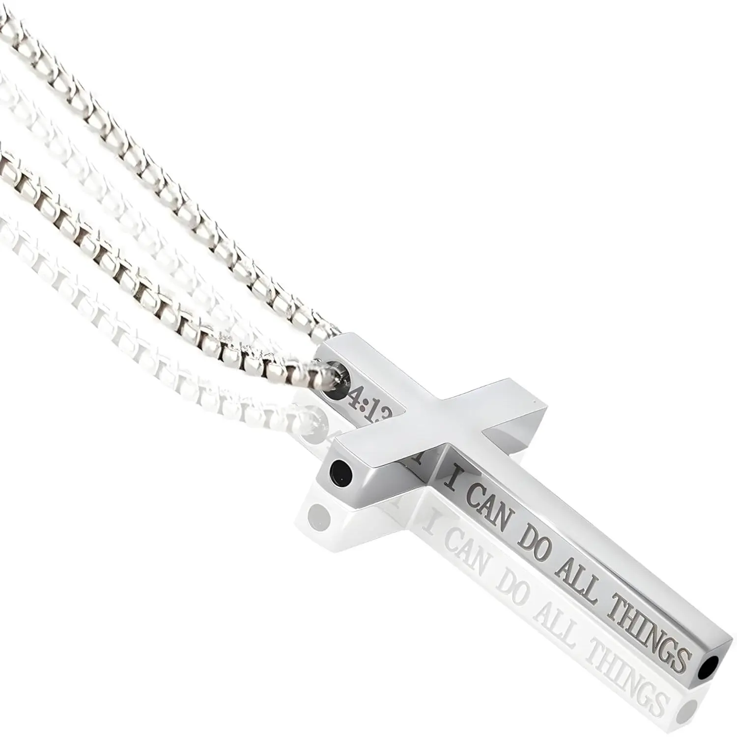Anxiety Relief Necklace with Stainless Steel Cross Pendant - Mindful Breathing Jewelry for Quitting Smoking Support for Men & Women, Chain Jewelry Necklaces